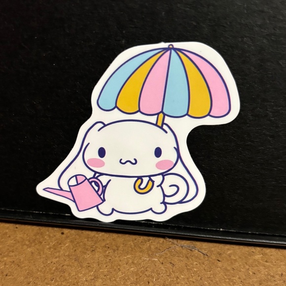 RABBIT WITH UMBRELLA AND WATER CAN STICKER - Picture 1 of 1